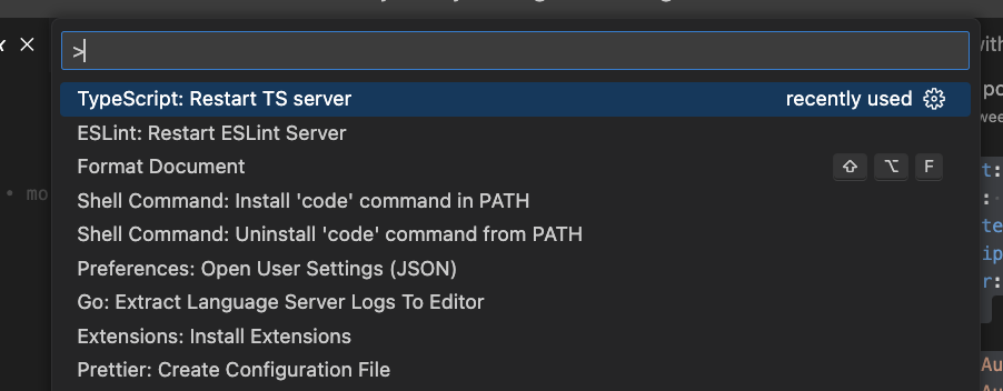 VS Code TS Server Restart